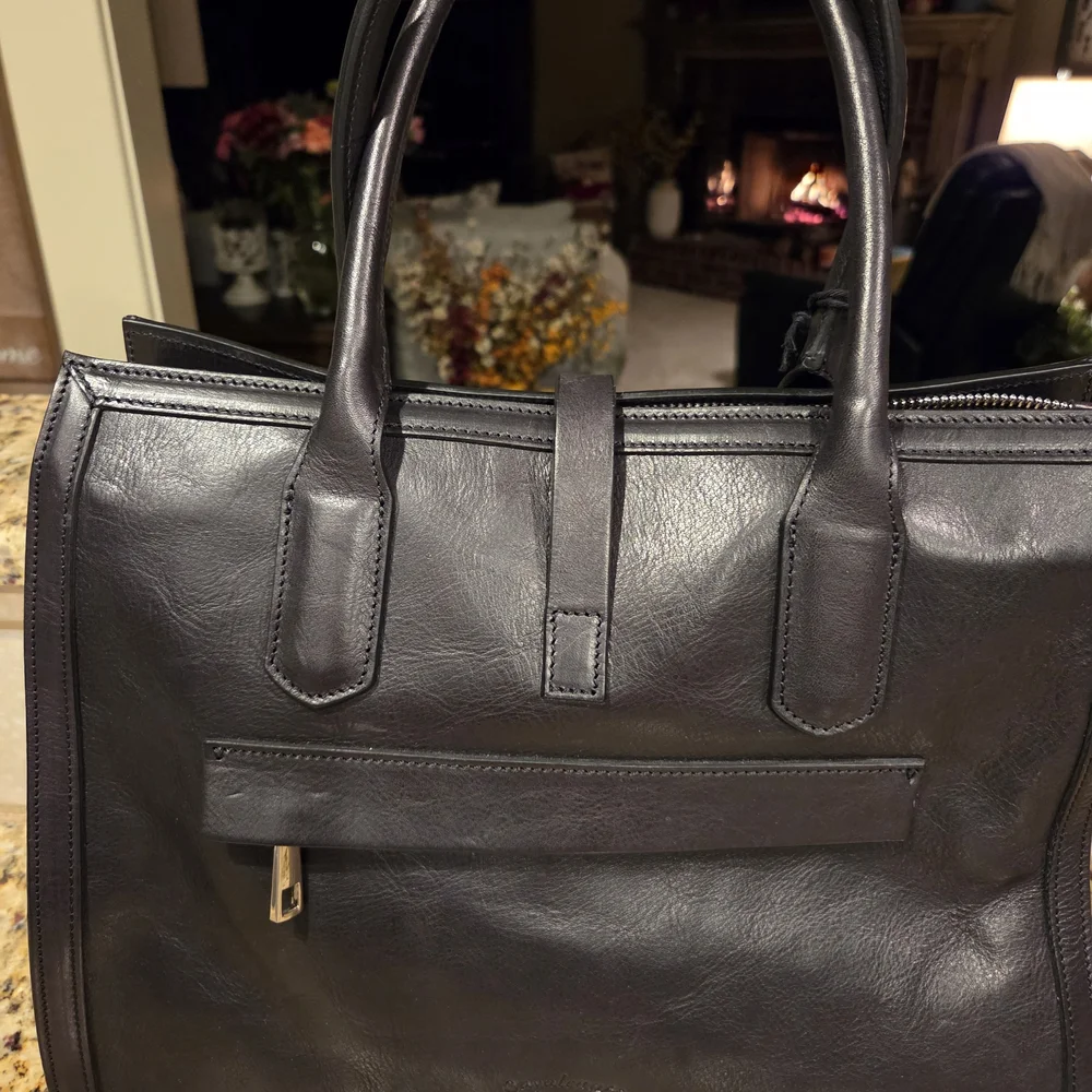Cavalcanti Black Leather Tote Bag NWT - Picture 2 of 4